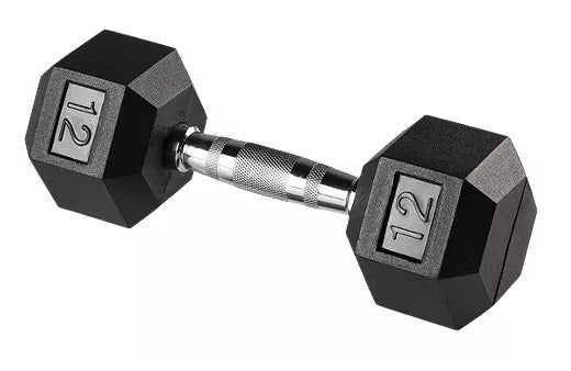 12 LBS Rubber Hex Dumbbells