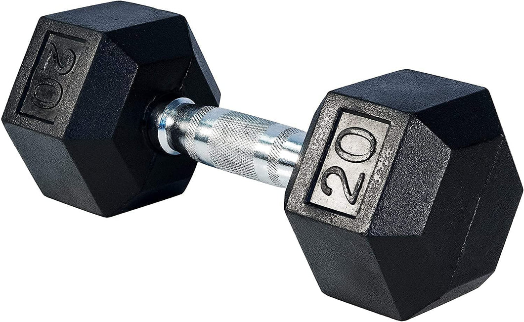 20 LBS Rubber Hex Dumbbells