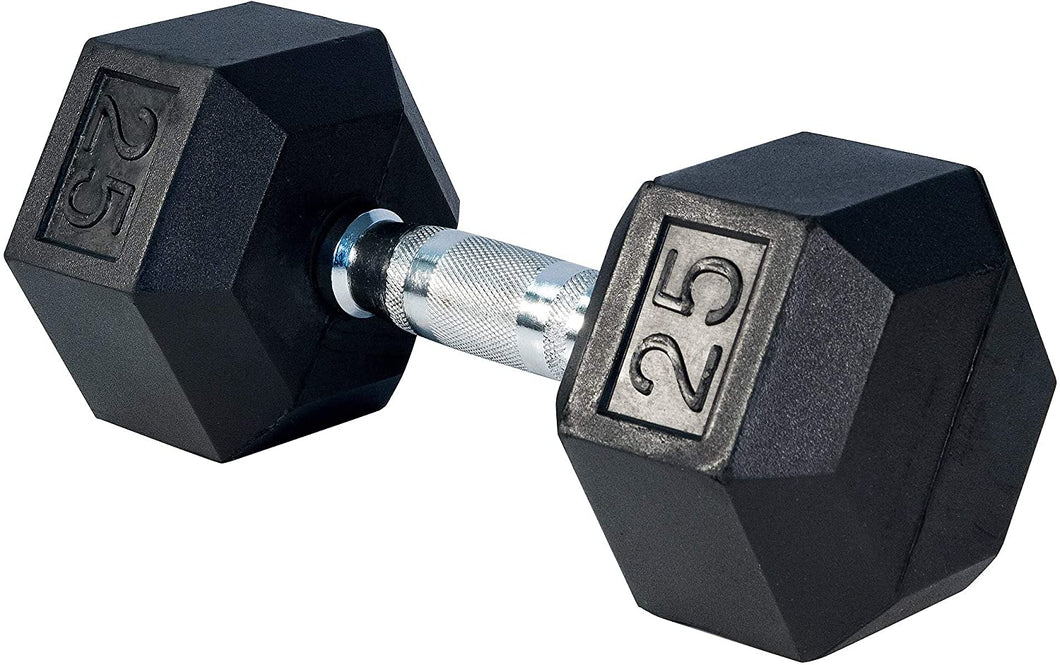 25 LBS Rubber Hex Dumbbells