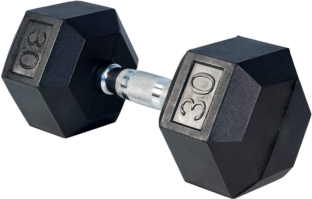 30 LBS Rubber Hex Dumbbells