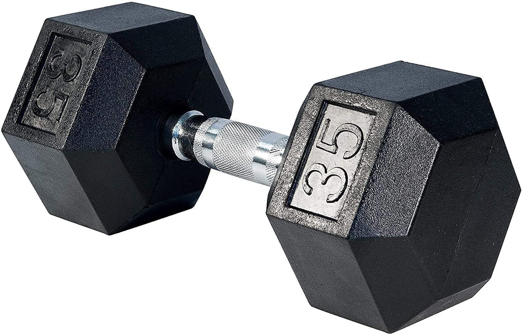 35 LBS Rubber Hex Dumbbells