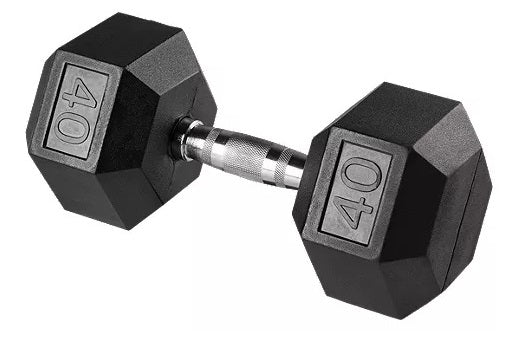 40 LBS Rubber Hex Dumbbells