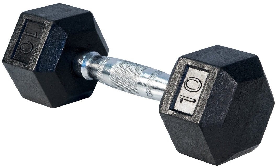 10 LBS Rubber Hex Dumbbells