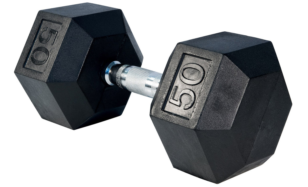 50 LBS Rubber Hex Dumbbells