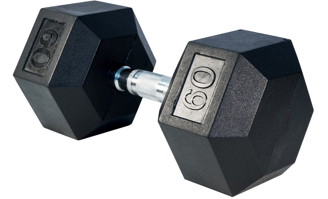 60 LBS Rubber Hex Dumbbells