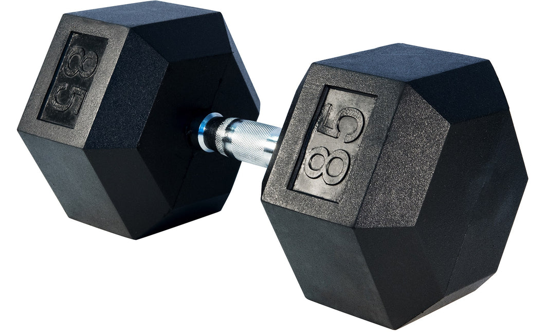 85 LBS Rubber Hex Dumbbells