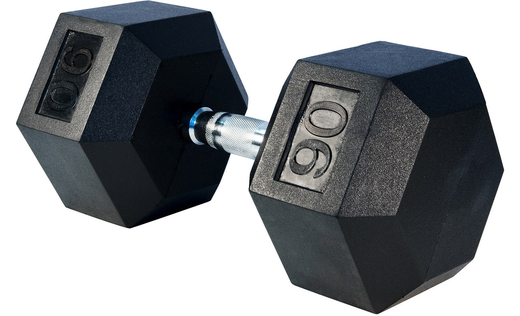 90 LBS Rubber Hex Dumbbells